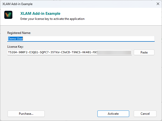 Client activation dialog
