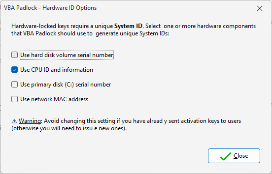 Hardware ID Configuration